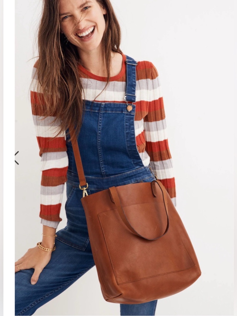 Madewell The Medium Transport Tote Leather Bag English Saddle - Picture 8 of 17